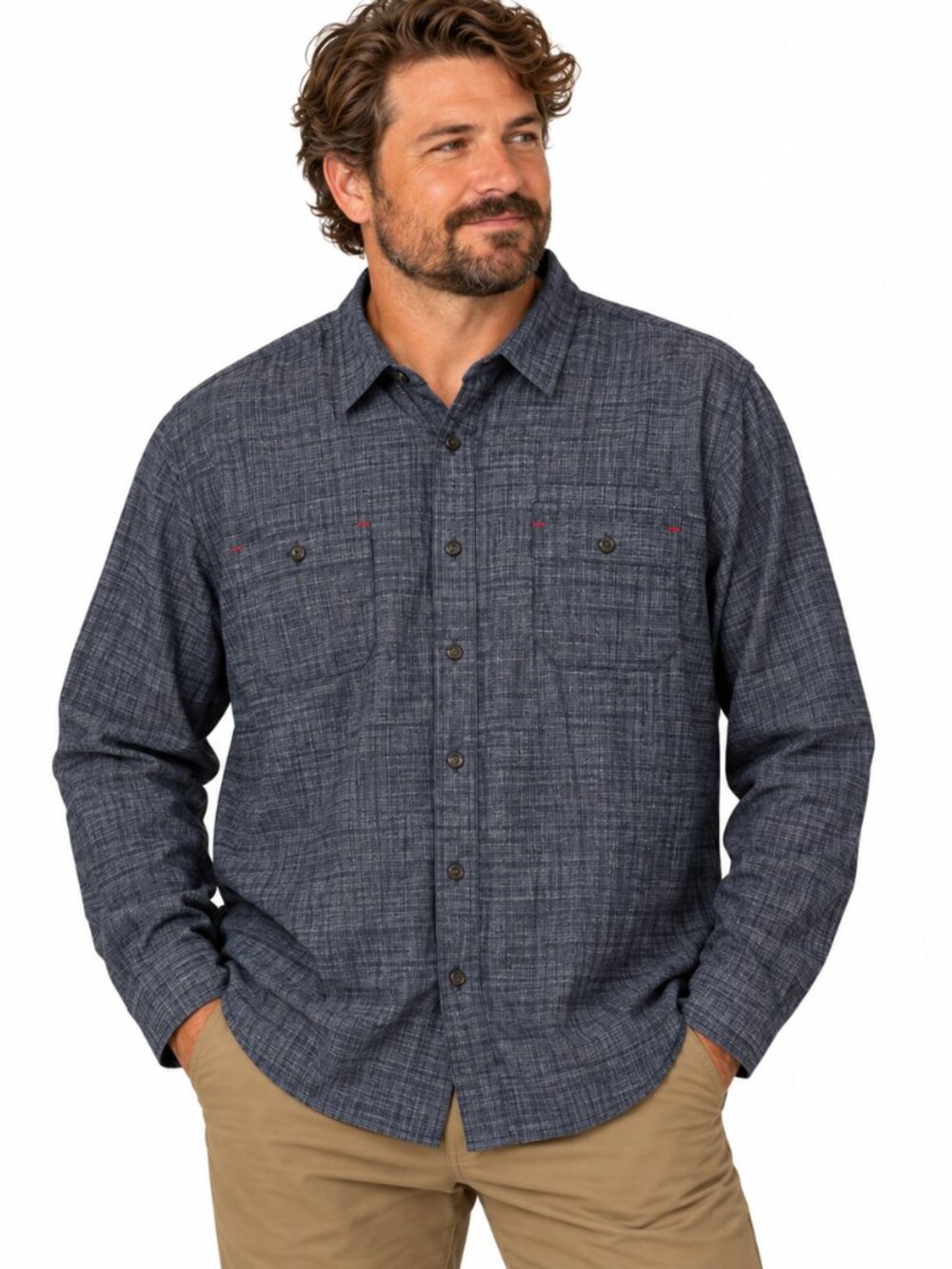 Howler Bros Button Up Shirt XXL Blue Embroidered Outdoor Gorpcore Utility Casual